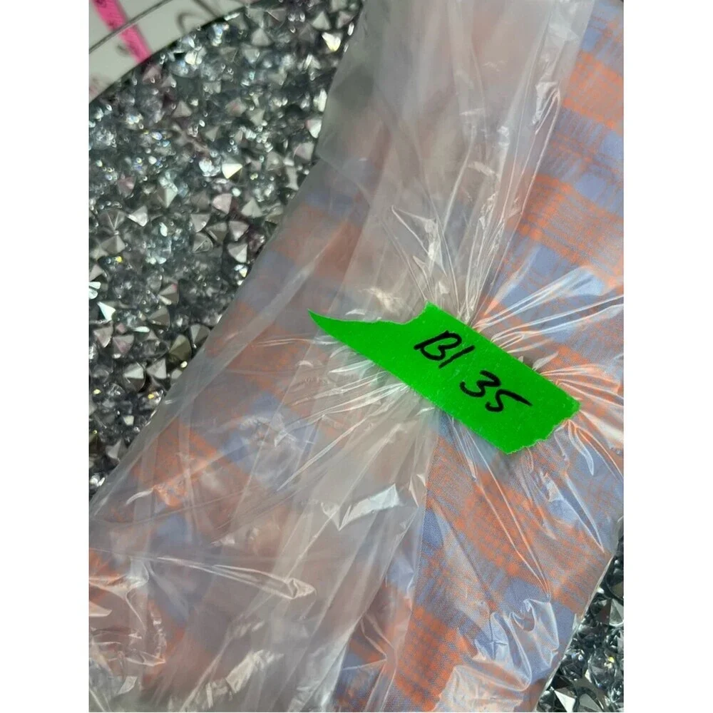 SHEIN skirt checkered orange Pastel Peach & Light Blue lilac Plaid Mini Skirt